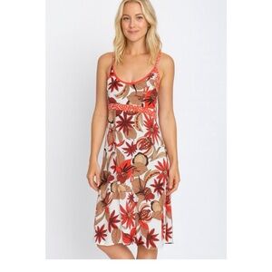 Vibrant Red and Brown Floral Fabric